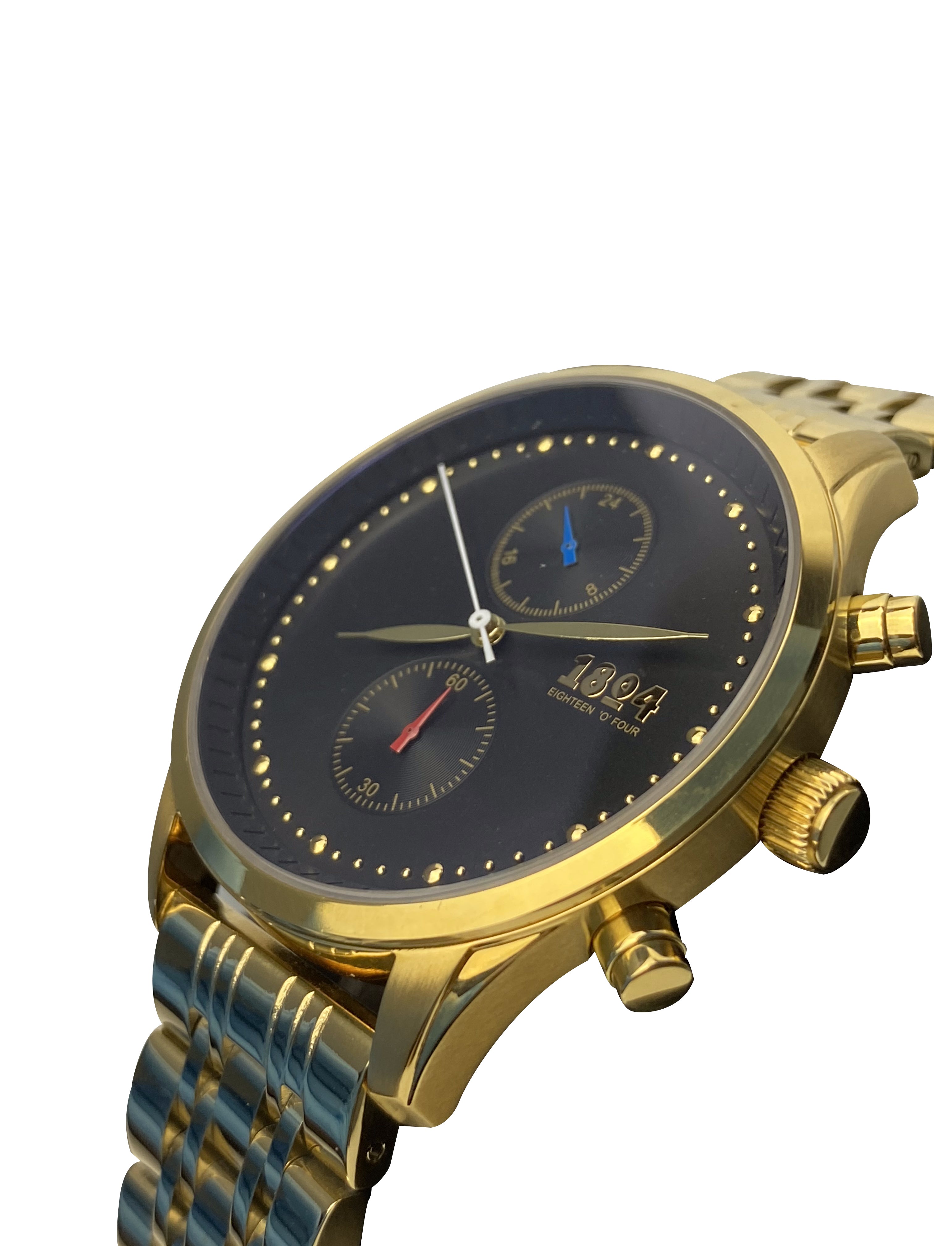 EighteenOFourCo Black and Gold Premiere Chronograph