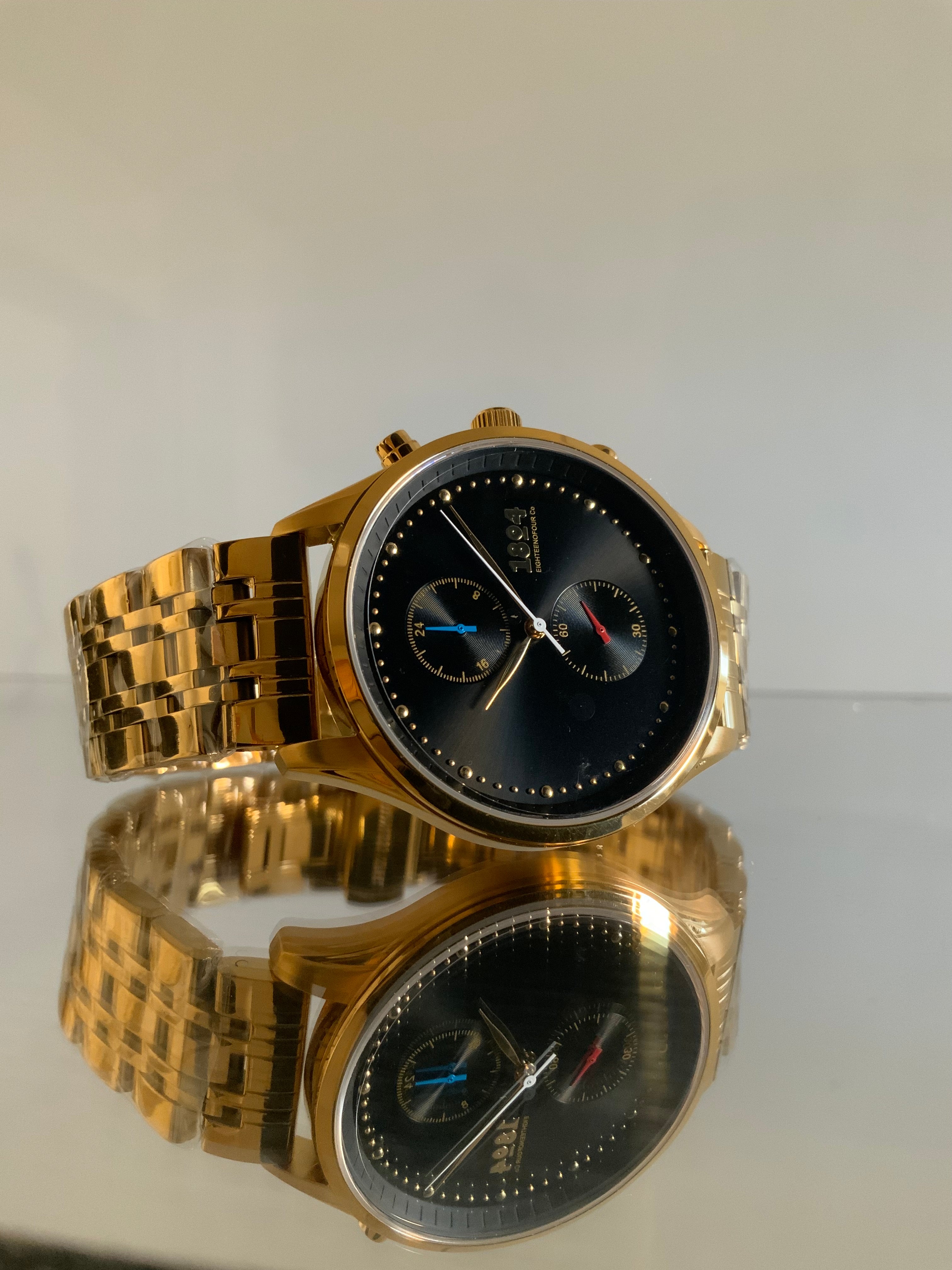 EighteenOFourCo Gold and Black Premiere Chronograph